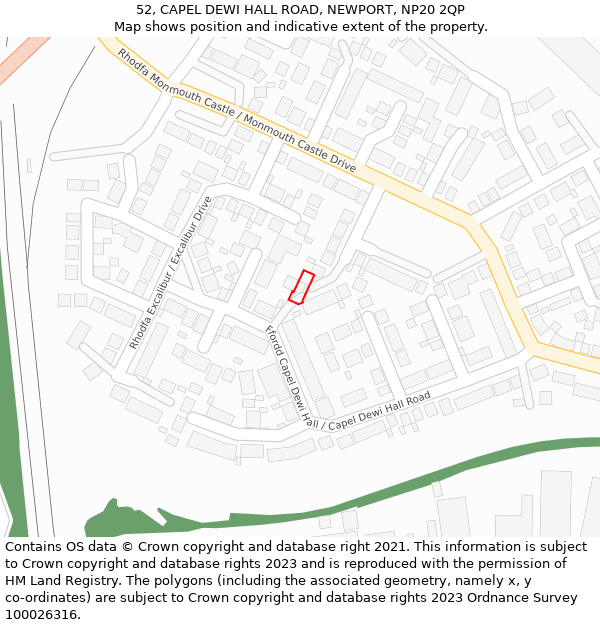 52, CAPEL DEWI HALL ROAD, NEWPORT, NP20 2QP: Location map and indicative extent of plot