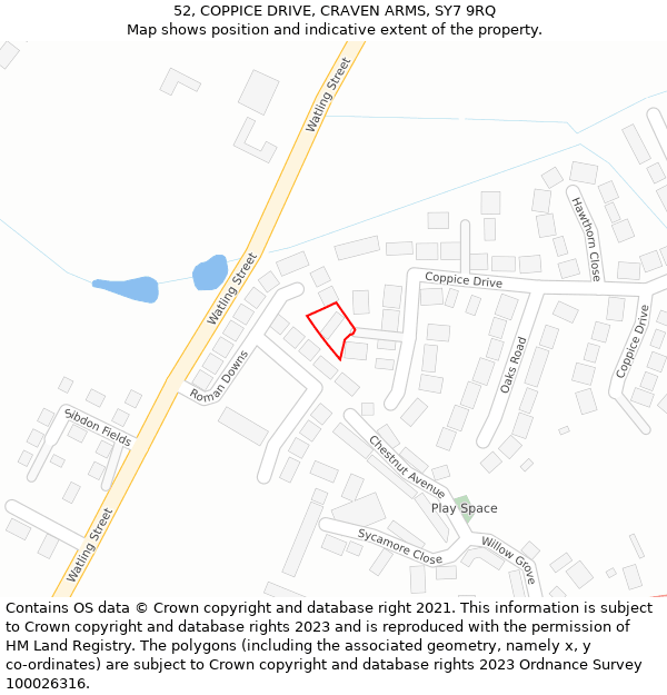 52, COPPICE DRIVE, CRAVEN ARMS, SY7 9RQ: Location map and indicative extent of plot