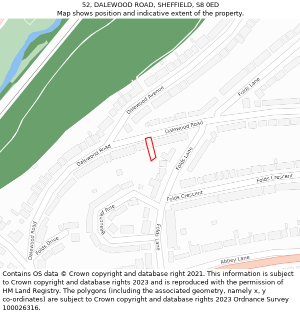 52, DALEWOOD ROAD, SHEFFIELD, S8 0ED: Location map and indicative extent of plot