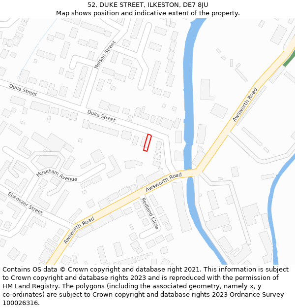 52, DUKE STREET, ILKESTON, DE7 8JU: Location map and indicative extent of plot