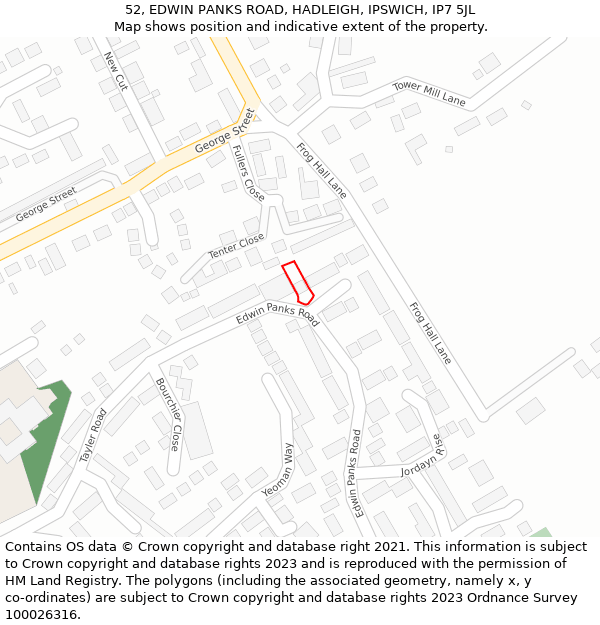 52, EDWIN PANKS ROAD, HADLEIGH, IPSWICH, IP7 5JL: Location map and indicative extent of plot