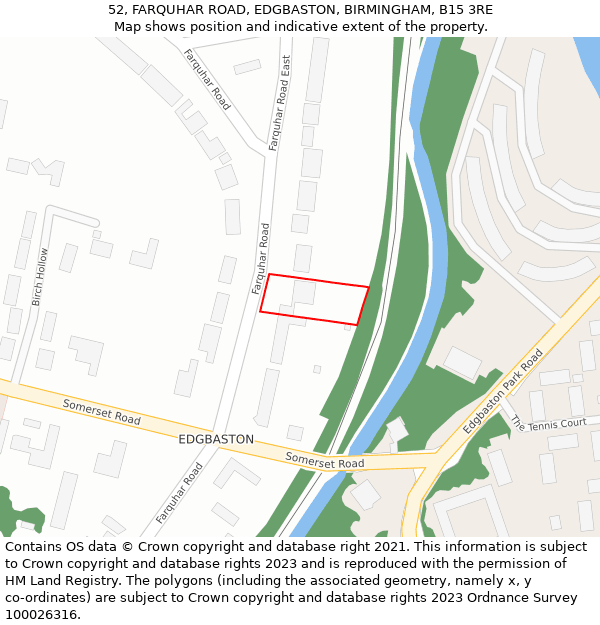 52, FARQUHAR ROAD, EDGBASTON, BIRMINGHAM, B15 3RE: Location map and indicative extent of plot