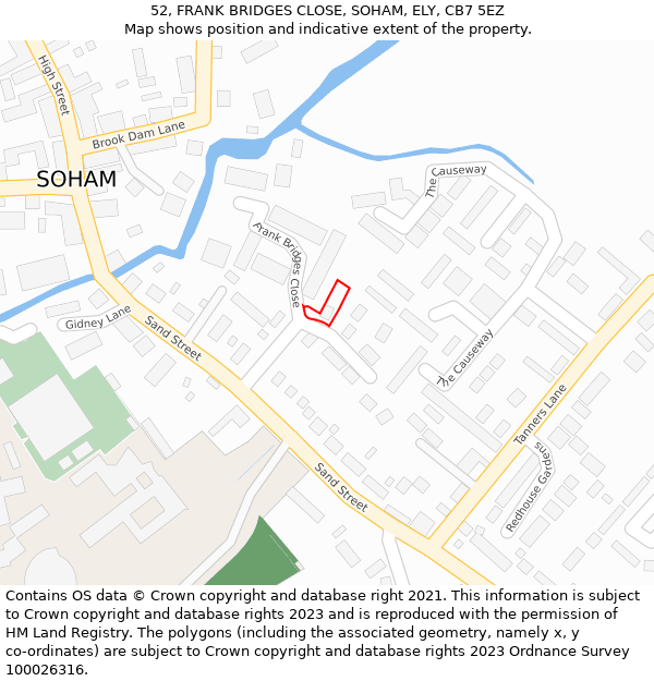 52, FRANK BRIDGES CLOSE, SOHAM, ELY, CB7 5EZ: Location map and indicative extent of plot