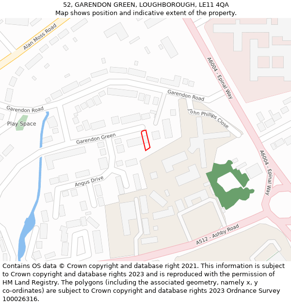 52, GARENDON GREEN, LOUGHBOROUGH, LE11 4QA: Location map and indicative extent of plot