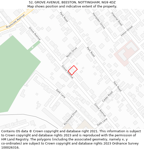 52, GROVE AVENUE, BEESTON, NOTTINGHAM, NG9 4DZ: Location map and indicative extent of plot