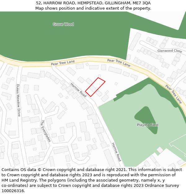 52, HARROW ROAD, HEMPSTEAD, GILLINGHAM, ME7 3QA: Location map and indicative extent of plot