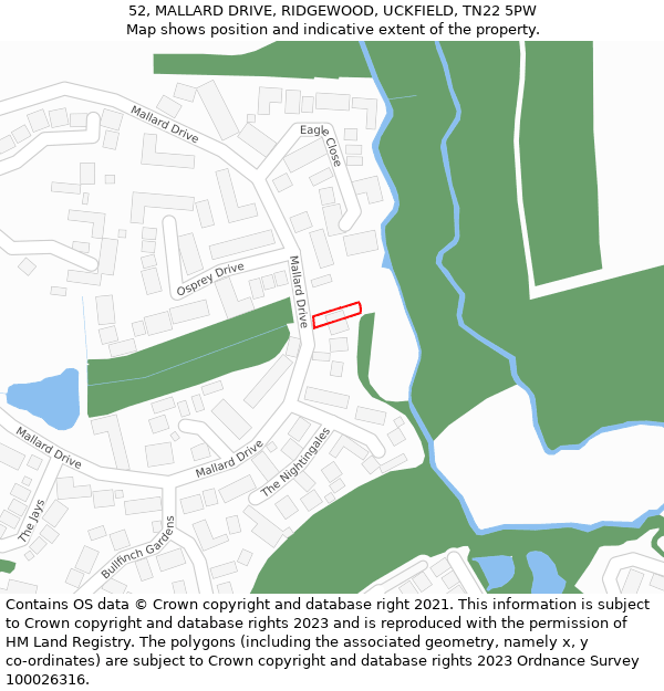 52, MALLARD DRIVE, RIDGEWOOD, UCKFIELD, TN22 5PW: Location map and indicative extent of plot