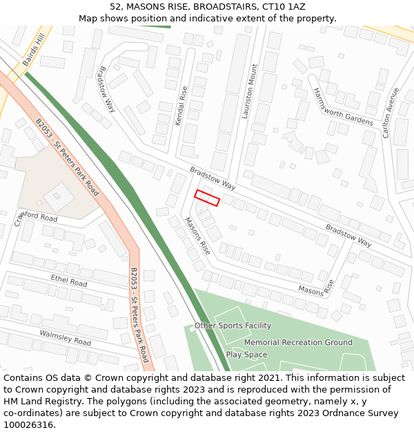 52, MASONS RISE, BROADSTAIRS, CT10 1AZ: Location map and indicative extent of plot