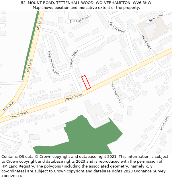 52, MOUNT ROAD, TETTENHALL WOOD, WOLVERHAMPTON, WV6 8HW: Location map and indicative extent of plot