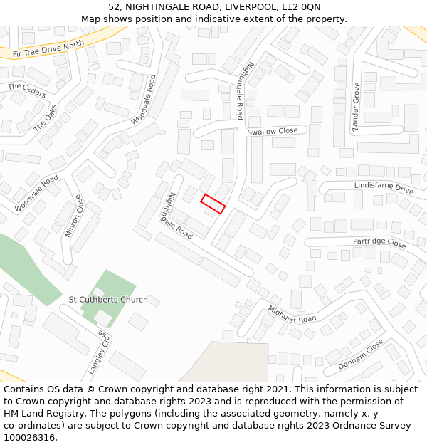 52, NIGHTINGALE ROAD, LIVERPOOL, L12 0QN: Location map and indicative extent of plot