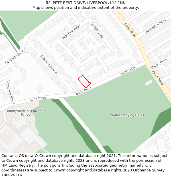 52, PETE BEST DRIVE, LIVERPOOL, L12 1NN: Location map and indicative extent of plot