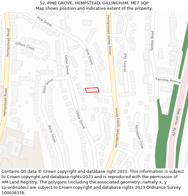 52, PINE GROVE, HEMPSTEAD, GILLINGHAM, ME7 3QP: Location map and indicative extent of plot