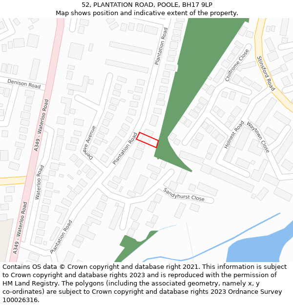 52, PLANTATION ROAD, POOLE, BH17 9LP: Location map and indicative extent of plot