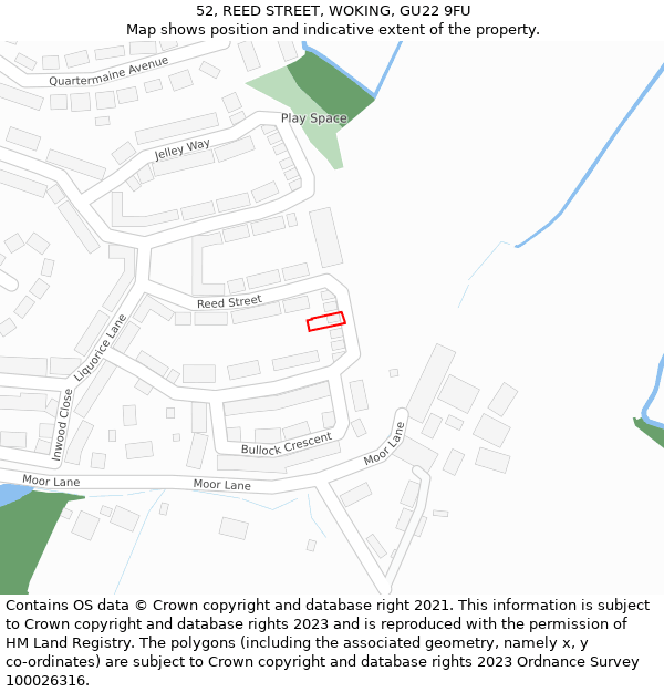 52, REED STREET, WOKING, GU22 9FU: Location map and indicative extent of plot