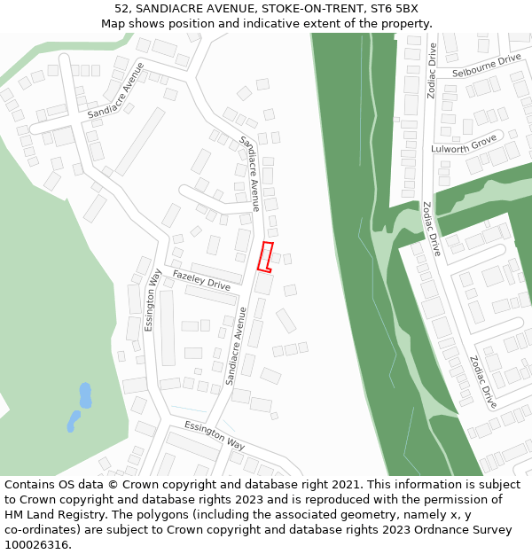 52, SANDIACRE AVENUE, STOKE-ON-TRENT, ST6 5BX: Location map and indicative extent of plot