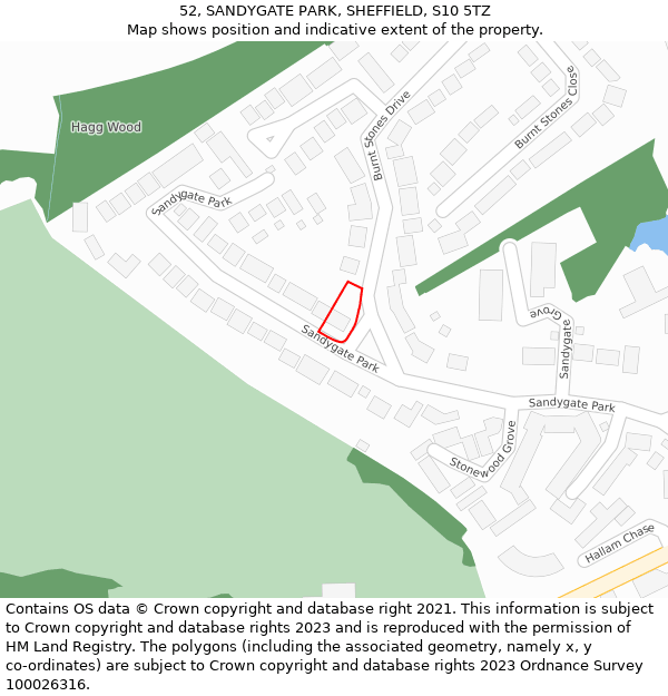 52, SANDYGATE PARK, SHEFFIELD, S10 5TZ: Location map and indicative extent of plot