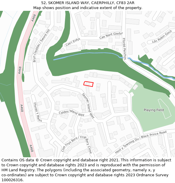 52, SKOMER ISLAND WAY, CAERPHILLY, CF83 2AR: Location map and indicative extent of plot