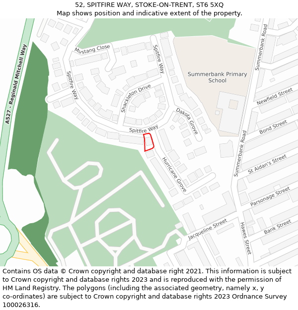 52, SPITFIRE WAY, STOKE-ON-TRENT, ST6 5XQ: Location map and indicative extent of plot