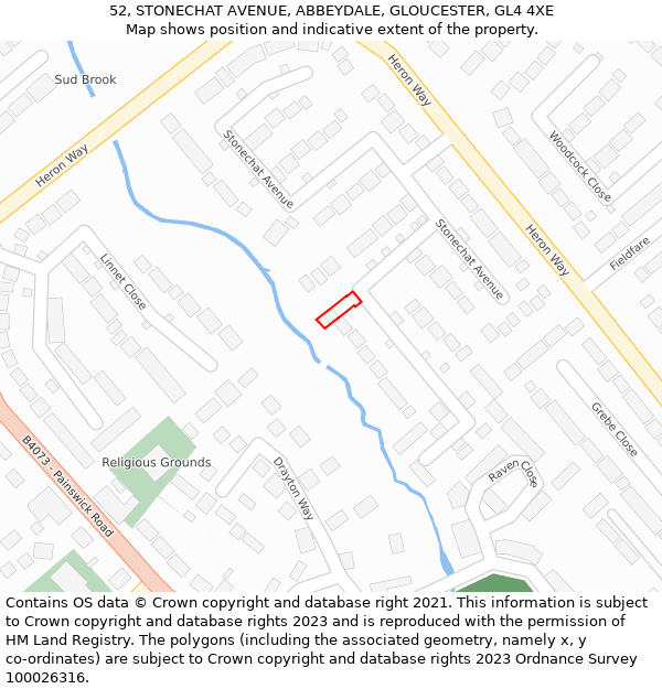 52, STONECHAT AVENUE, ABBEYDALE, GLOUCESTER, GL4 4XE: Location map and indicative extent of plot