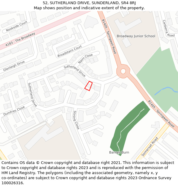 52, SUTHERLAND DRIVE, SUNDERLAND, SR4 8RJ: Location map and indicative extent of plot