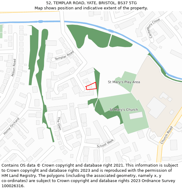52, TEMPLAR ROAD, YATE, BRISTOL, BS37 5TG: Location map and indicative extent of plot
