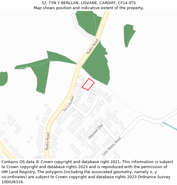 52, TYN Y BERLLAN, LISVANE, CARDIFF, CF14 0TS: Location map and indicative extent of plot