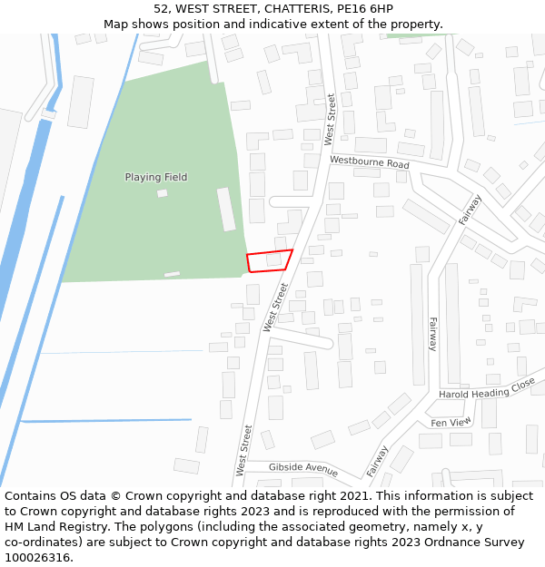 52, WEST STREET, CHATTERIS, PE16 6HP: Location map and indicative extent of plot