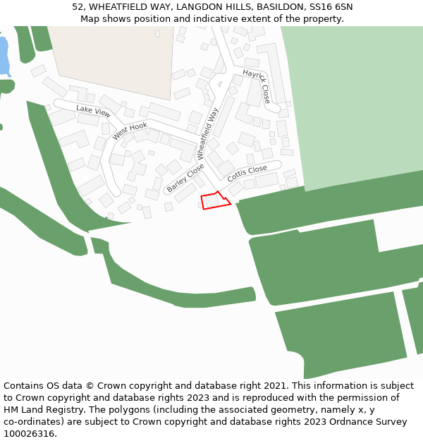 52, WHEATFIELD WAY, LANGDON HILLS, BASILDON, SS16 6SN: Location map and indicative extent of plot