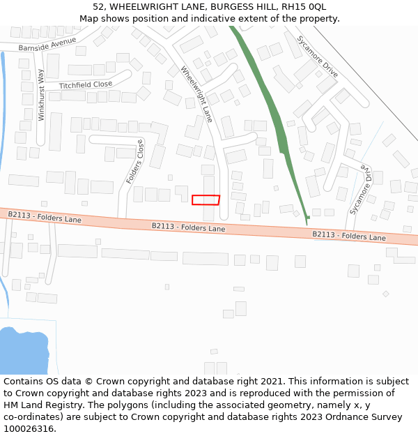 52, WHEELWRIGHT LANE, BURGESS HILL, RH15 0QL: Location map and indicative extent of plot