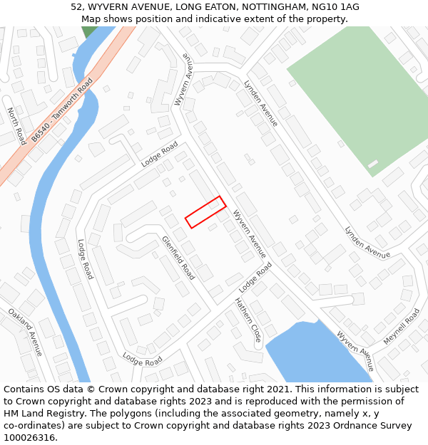 52, WYVERN AVENUE, LONG EATON, NOTTINGHAM, NG10 1AG: Location map and indicative extent of plot