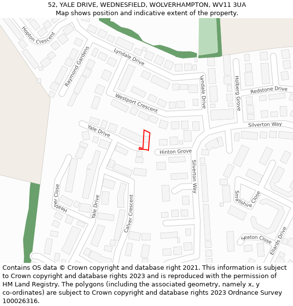 52, YALE DRIVE, WEDNESFIELD, WOLVERHAMPTON, WV11 3UA: Location map and indicative extent of plot