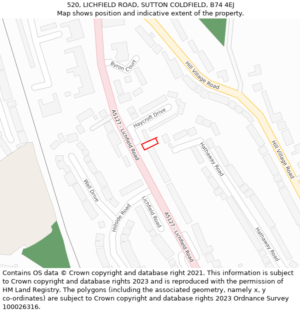 520, LICHFIELD ROAD, SUTTON COLDFIELD, B74 4EJ: Location map and indicative extent of plot