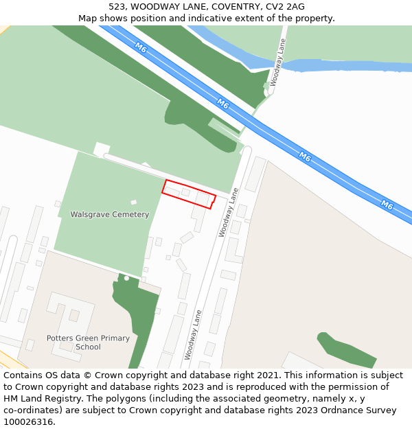 523, WOODWAY LANE, COVENTRY, CV2 2AG: Location map and indicative extent of plot