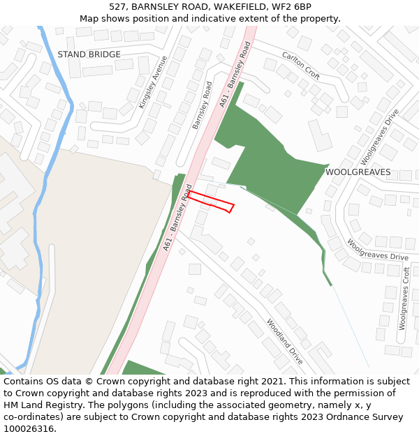 527, BARNSLEY ROAD, WAKEFIELD, WF2 6BP: Location map and indicative extent of plot