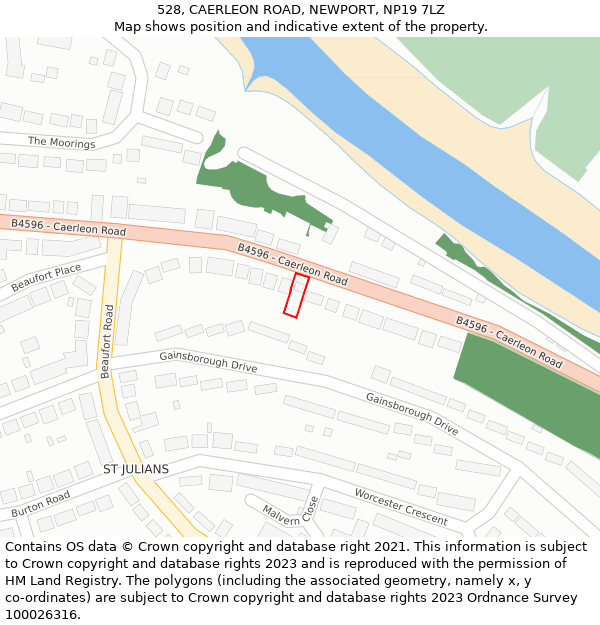 528, CAERLEON ROAD, NEWPORT, NP19 7LZ: Location map and indicative extent of plot