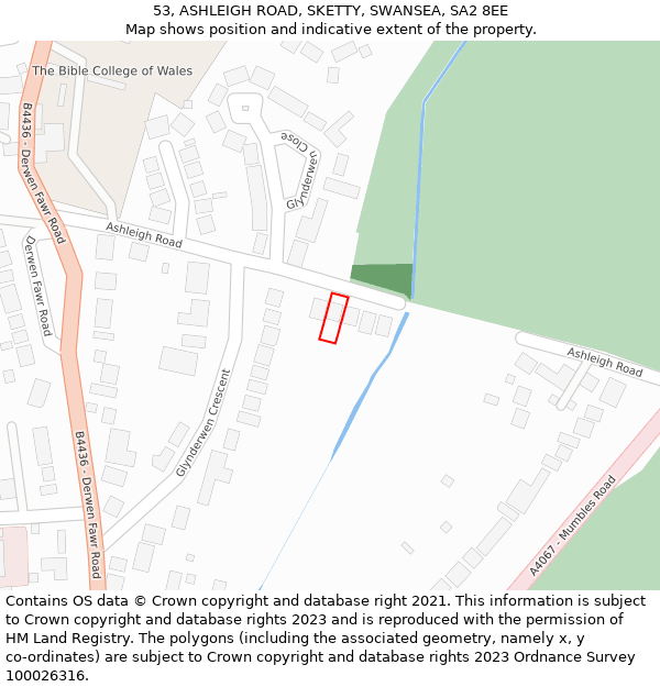 53, ASHLEIGH ROAD, SKETTY, SWANSEA, SA2 8EE: Location map and indicative extent of plot