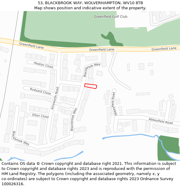 53, BLACKBROOK WAY, WOLVERHAMPTON, WV10 8TB: Location map and indicative extent of plot