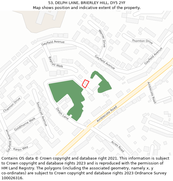 53, DELPH LANE, BRIERLEY HILL, DY5 2YF: Location map and indicative extent of plot