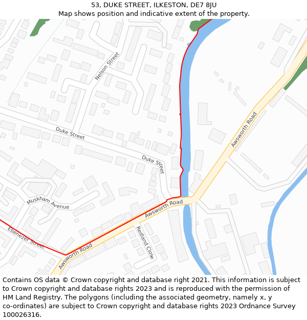 53, DUKE STREET, ILKESTON, DE7 8JU: Location map and indicative extent of plot