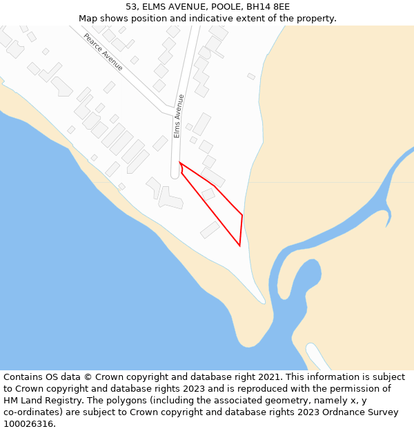 53, ELMS AVENUE, POOLE, BH14 8EE: Location map and indicative extent of plot