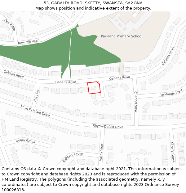 53, GABALFA ROAD, SKETTY, SWANSEA, SA2 8NA: Location map and indicative extent of plot