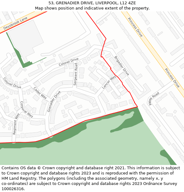 53, GRENADIER DRIVE, LIVERPOOL, L12 4ZE: Location map and indicative extent of plot