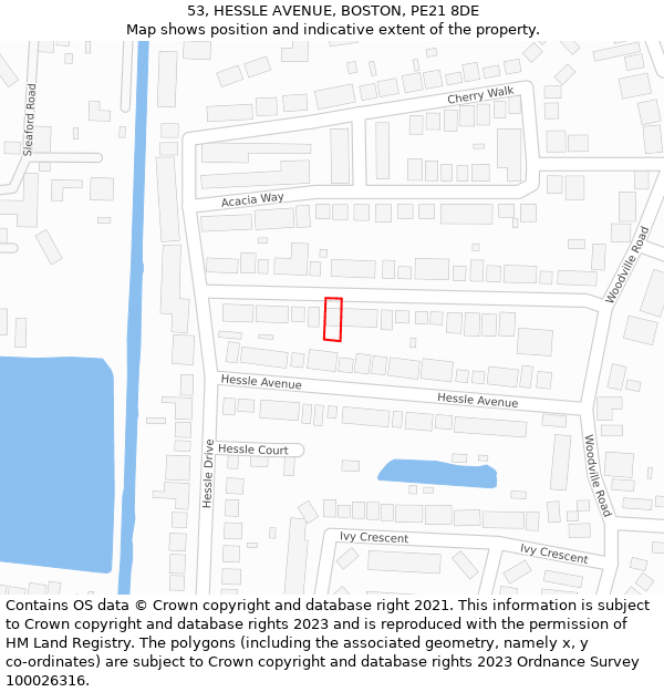 53, HESSLE AVENUE, BOSTON, PE21 8DE: Location map and indicative extent of plot