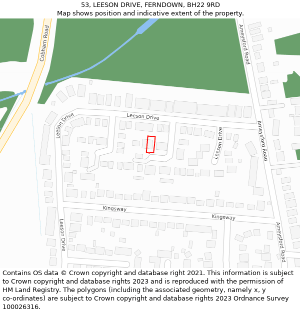 53, LEESON DRIVE, FERNDOWN, BH22 9RD: Location map and indicative extent of plot