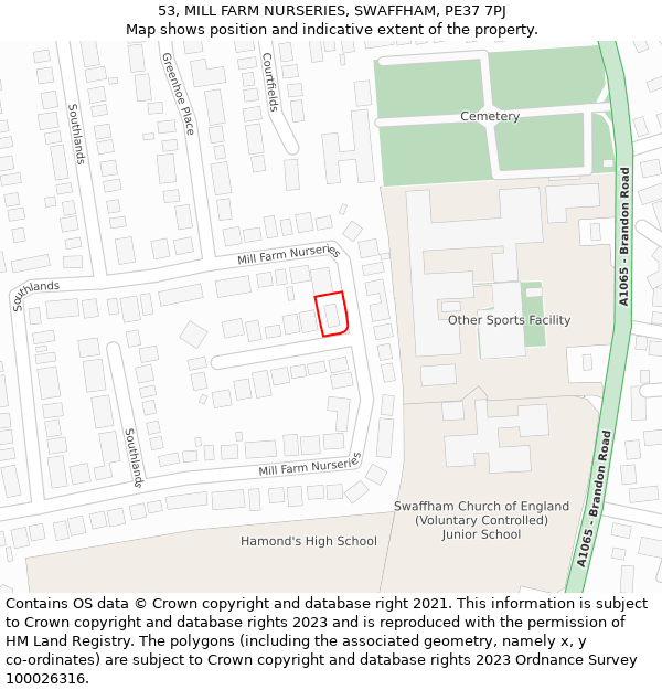 53, MILL FARM NURSERIES, SWAFFHAM, PE37 7PJ: Location map and indicative extent of plot