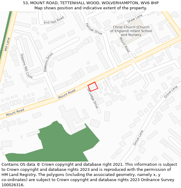53, MOUNT ROAD, TETTENHALL WOOD, WOLVERHAMPTON, WV6 8HP: Location map and indicative extent of plot