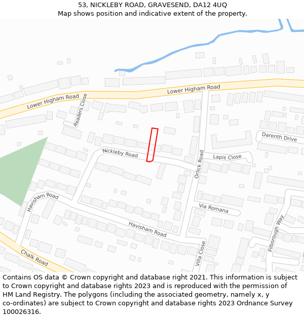 53, NICKLEBY ROAD, GRAVESEND, DA12 4UQ: Location map and indicative extent of plot