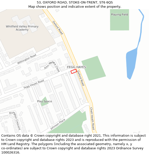 53, OXFORD ROAD, STOKE-ON-TRENT, ST6 6QS: Location map and indicative extent of plot