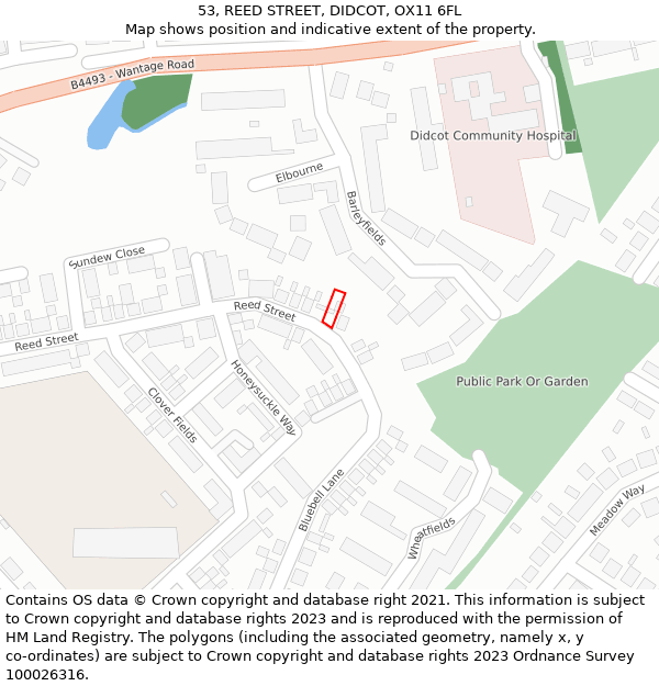 53, REED STREET, DIDCOT, OX11 6FL: Location map and indicative extent of plot