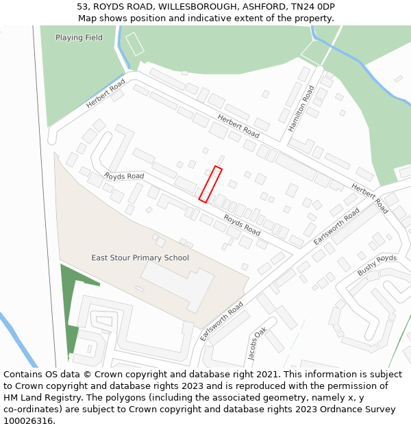 53, ROYDS ROAD, WILLESBOROUGH, ASHFORD, TN24 0DP: Location map and indicative extent of plot